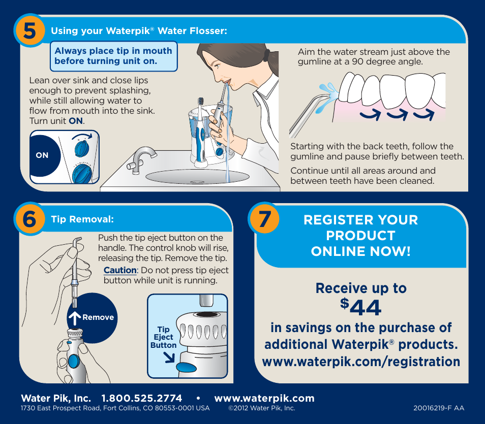 Receive up to, Register your product online now | Waterpik WP-900 Quick Start User Manual | Page 2 / 2