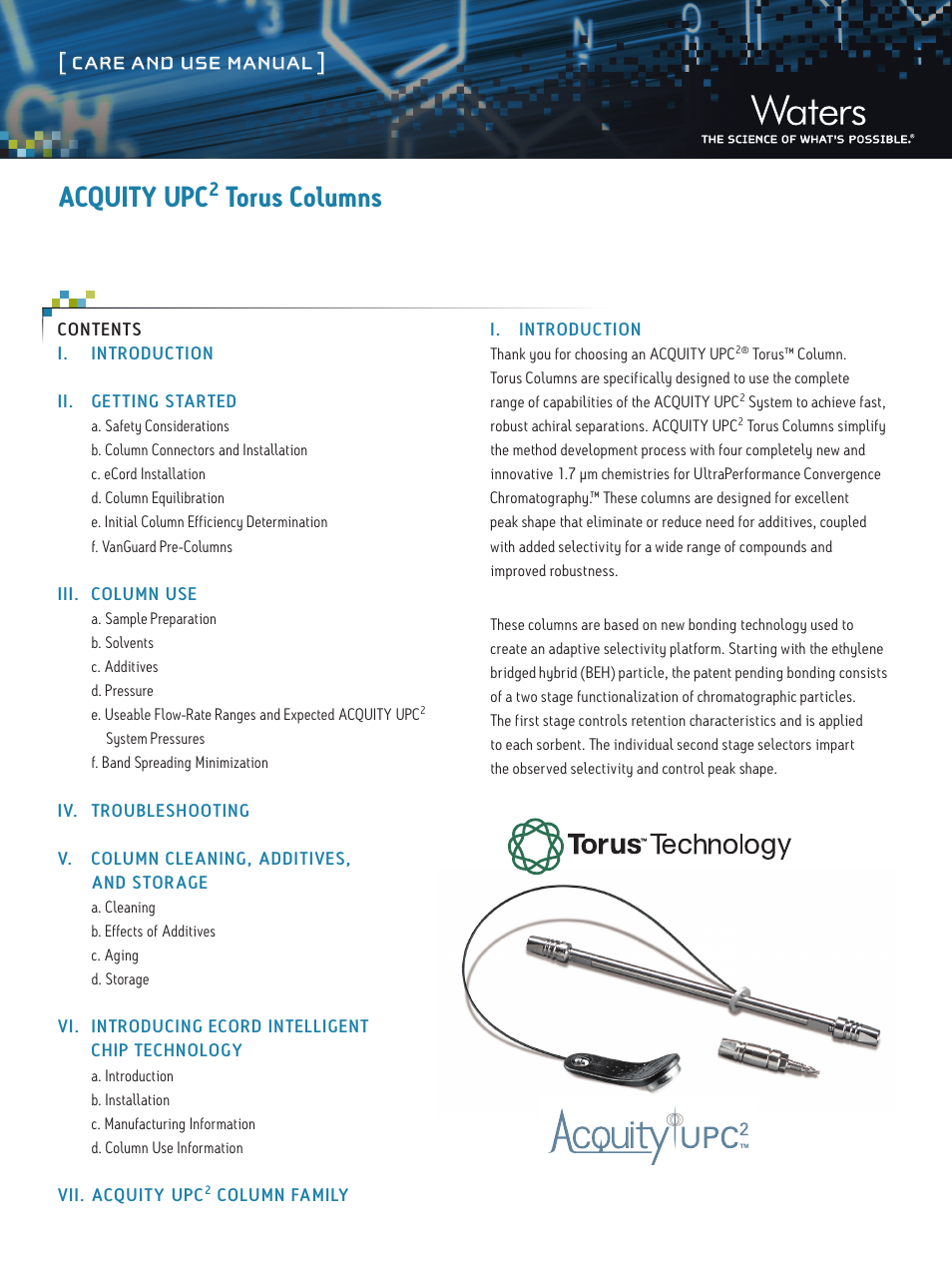 Waters ACQUITY UPC2 Torus Columns User Manual | 8 pages