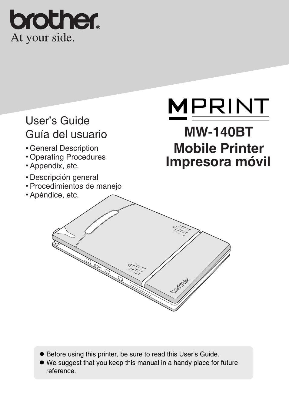 Brother MOBILE PRINTER MW-140BT User Manual | 86 pages