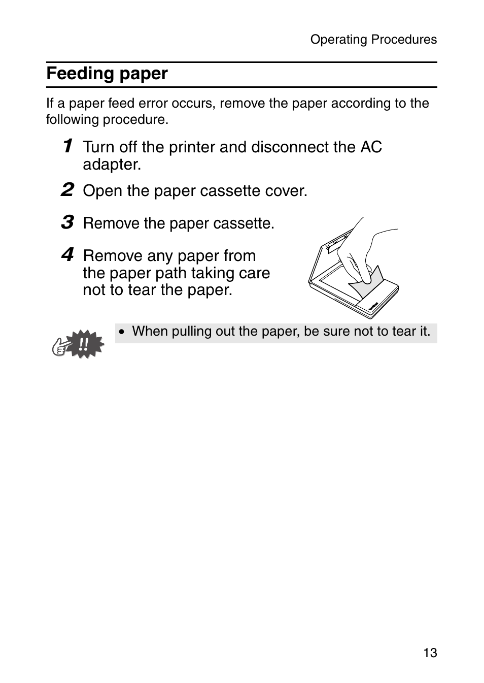 Feeding paper | Brother MOBILE PRINTER MW-140BT User Manual | Page 28 / 86
