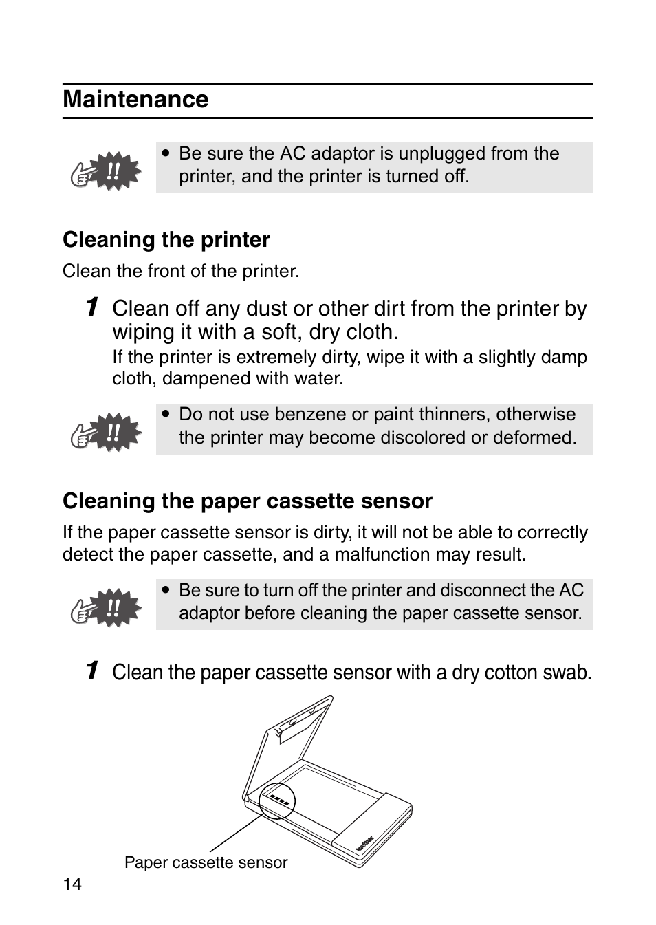 Maintenance | Brother MOBILE PRINTER MW-140BT User Manual | Page 29 / 86