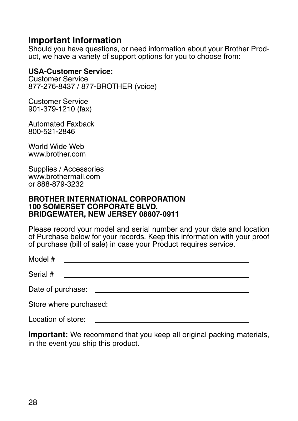 Important information | Brother MOBILE PRINTER MW-140BT User Manual | Page 43 / 86