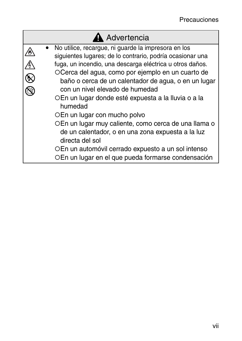 Advertencia | Brother MOBILE PRINTER MW-140BT User Manual | Page 51 / 86