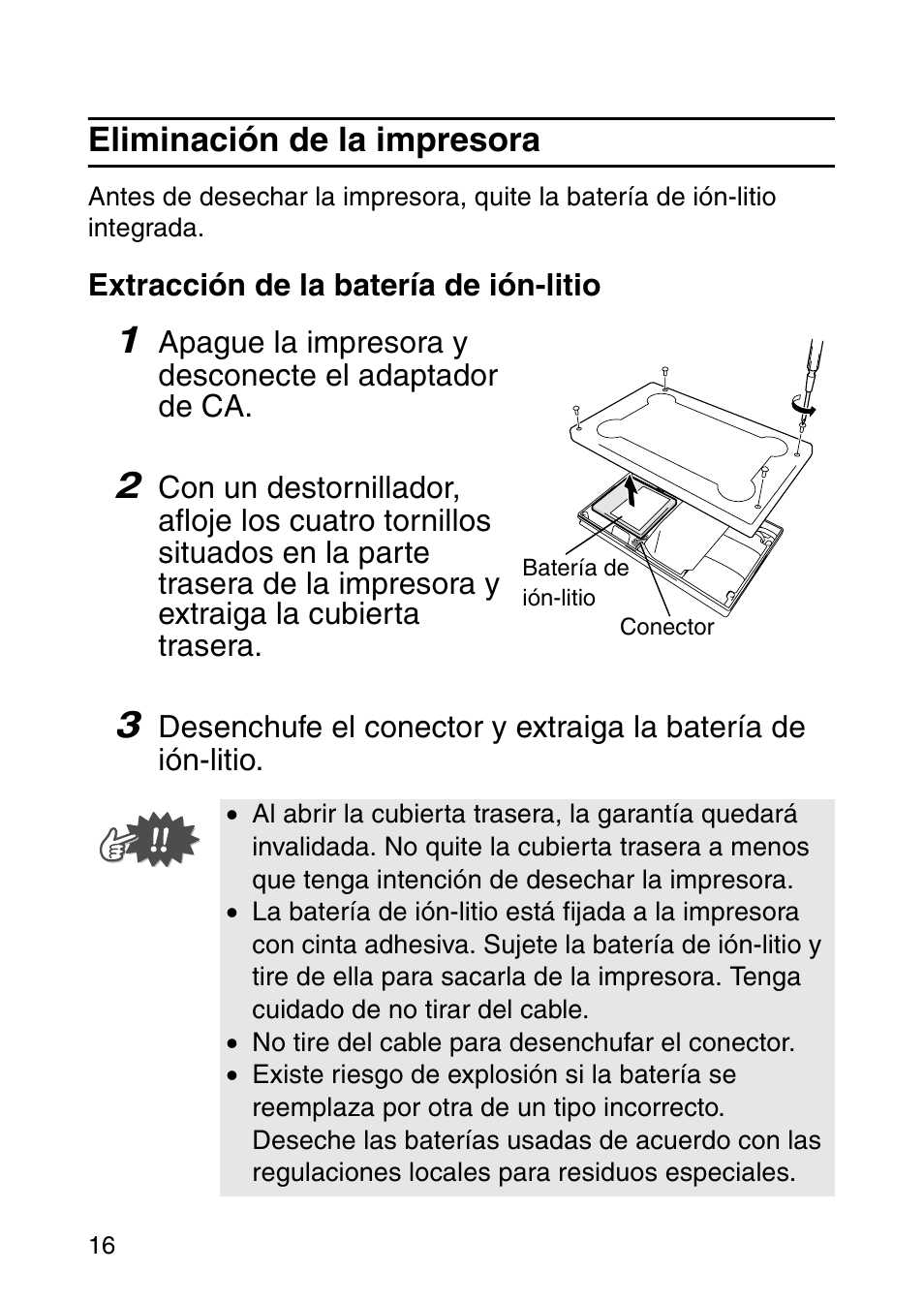 Eliminación de la impresora | Brother MOBILE PRINTER MW-140BT User Manual | Page 76 / 86