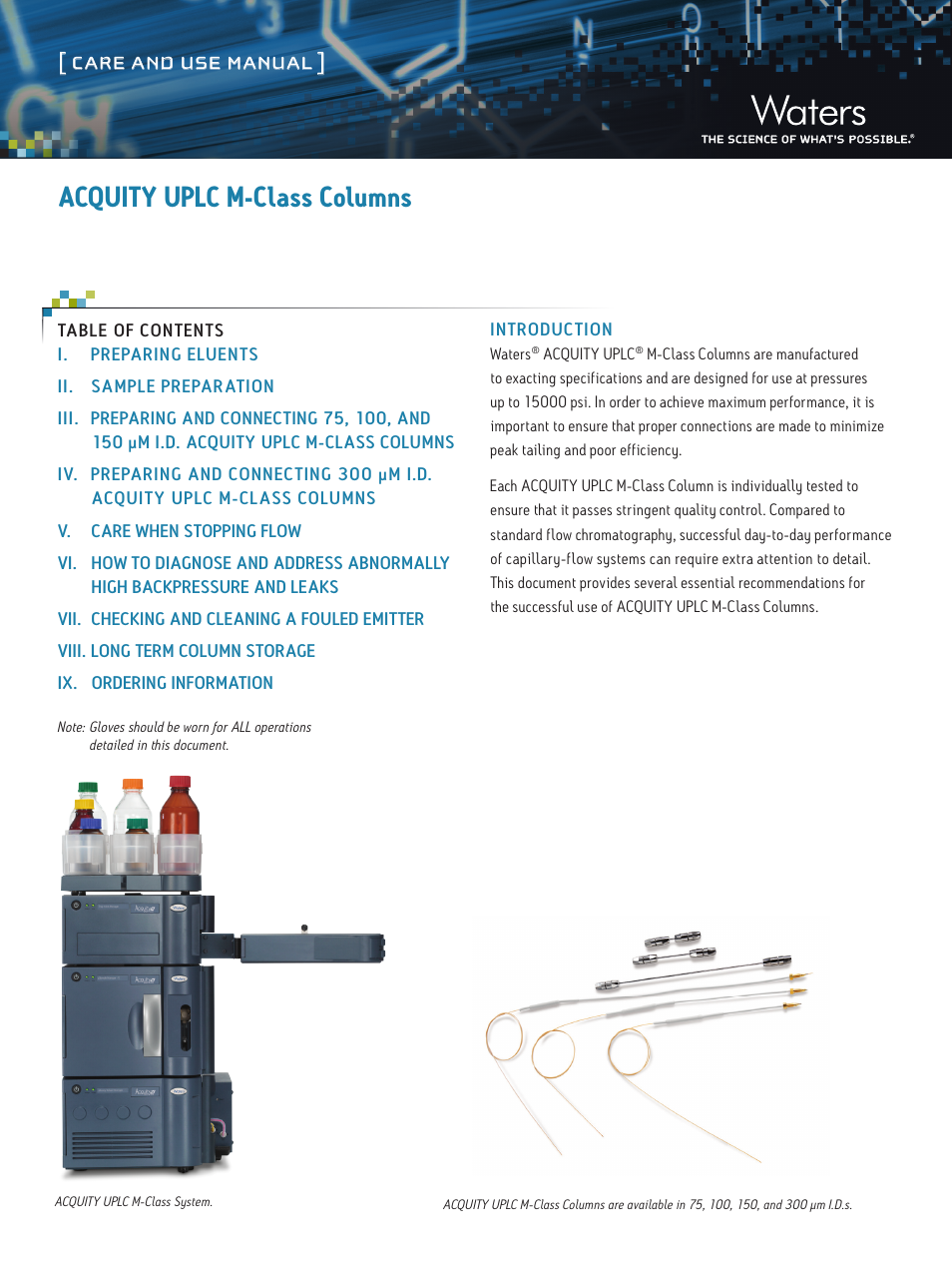 Waters ACQUITY UPLC M-Class Columns User Manual | 9 pages