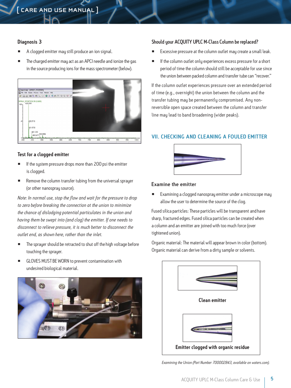 Care and use manual | Waters ACQUITY UPLC M-Class Columns User Manual | Page 5 / 9