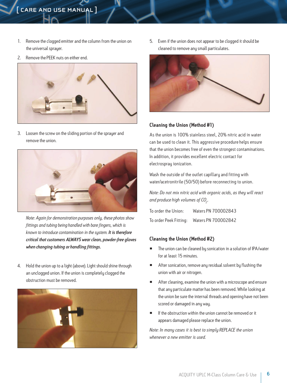 Care and use manual | Waters ACQUITY UPLC M-Class Columns User Manual | Page 6 / 9