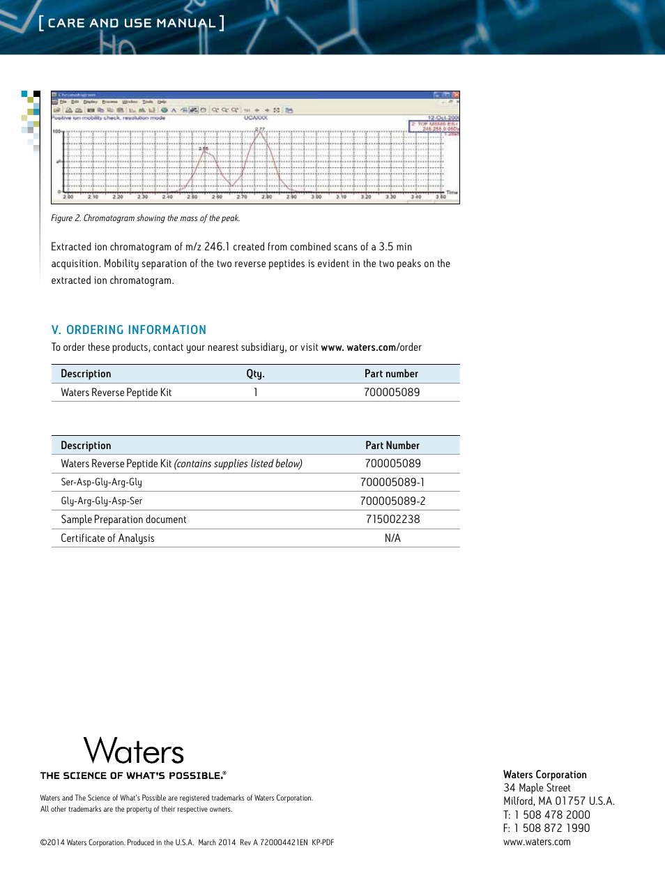 Care and use manual | Waters Reverse Peptide Kit User Manual | Page 4 / 4