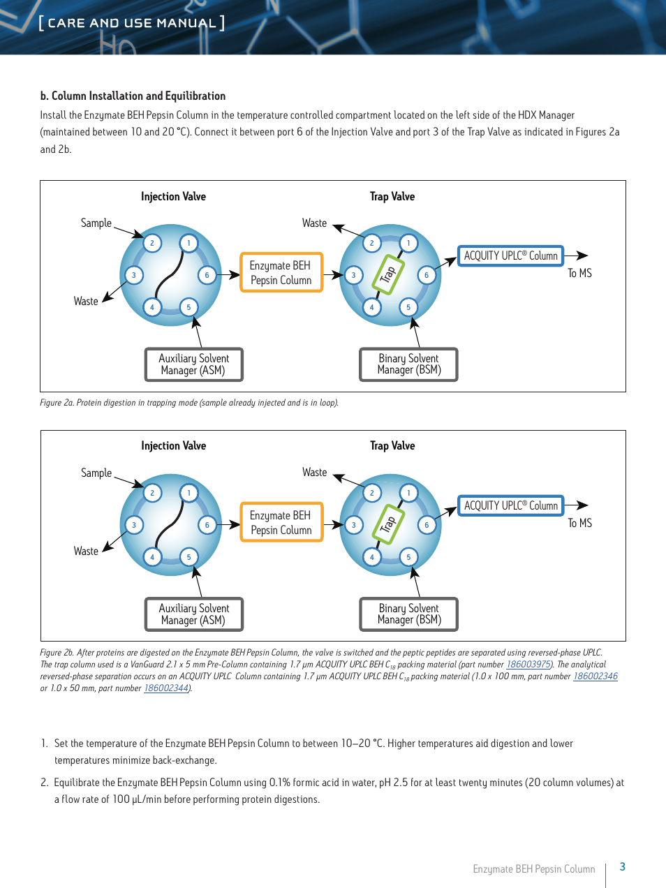Care and use manual | Waters Enzymate BEH Pepsin Columns User Manual | Page 3 / 5