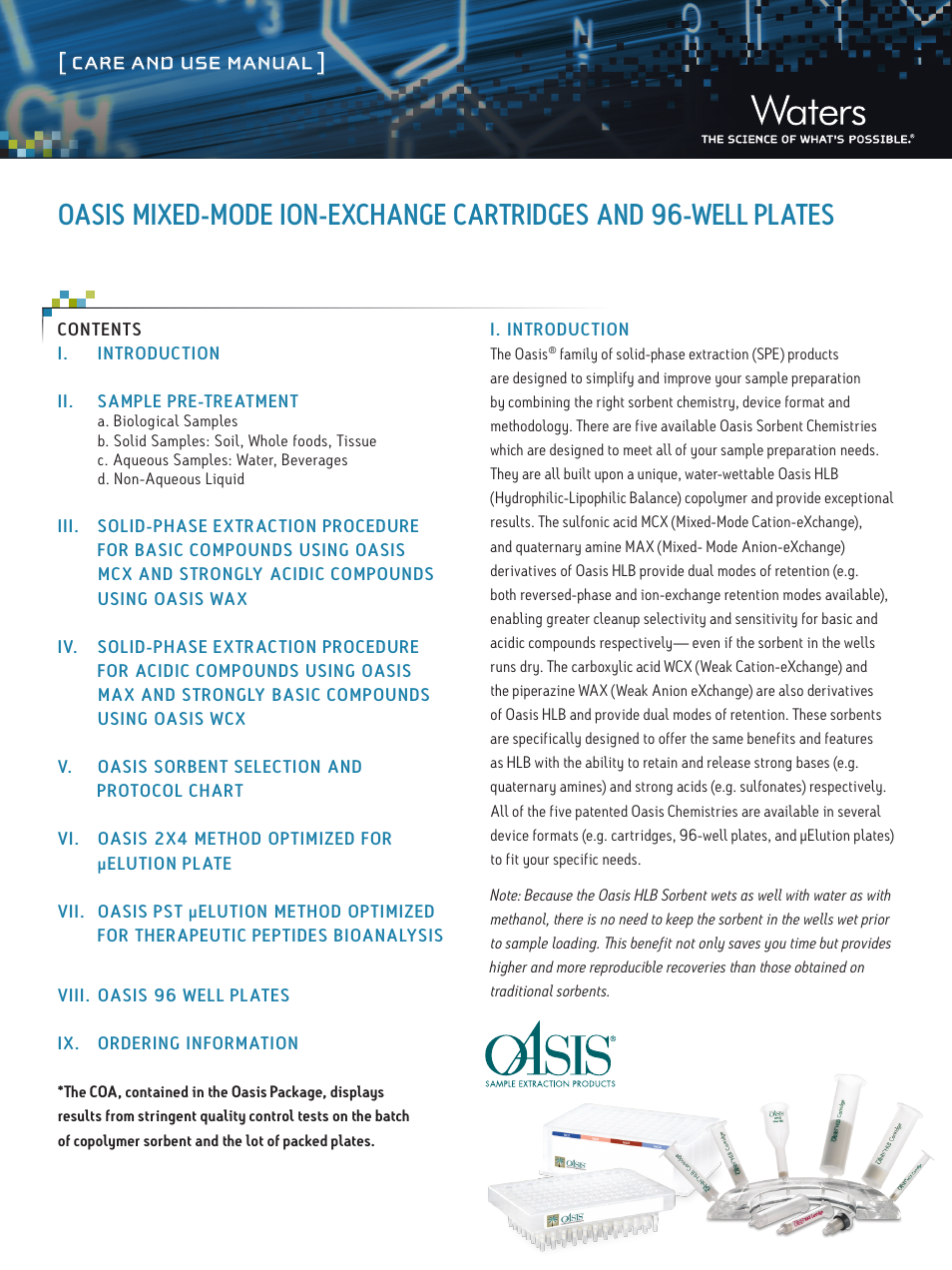 Waters Oasis Mixed-Mode Ion-Exchange Cartridges and 96-Well Plates User Manual | 6 pages