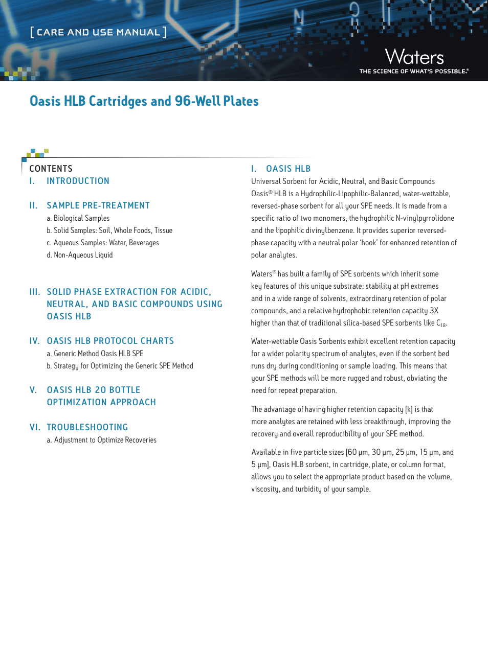 Waters Oasis HLB Cartridges and 96-Well Plates User Manual | 6 pages