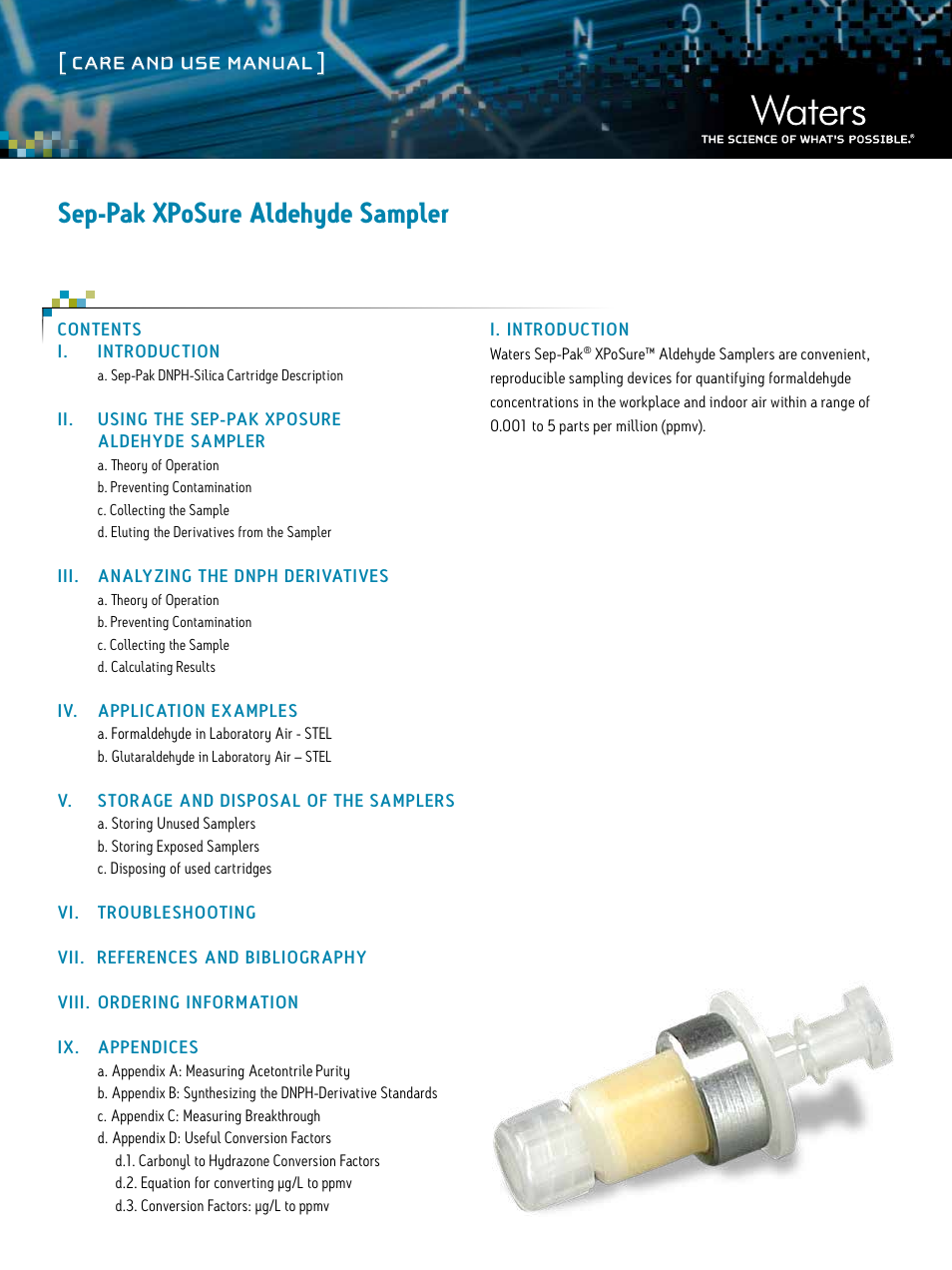 Waters Sep-Pak XPoSure Aldehyde Sampler User Manual | 11 pages