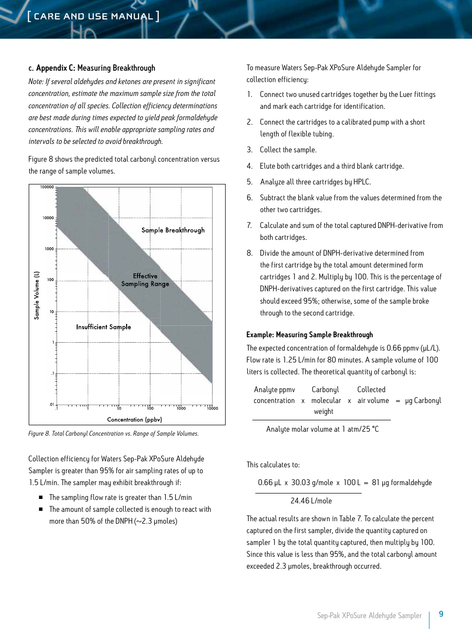 Care and use manual | Waters Sep-Pak XPoSure Aldehyde Sampler User Manual | Page 9 / 11