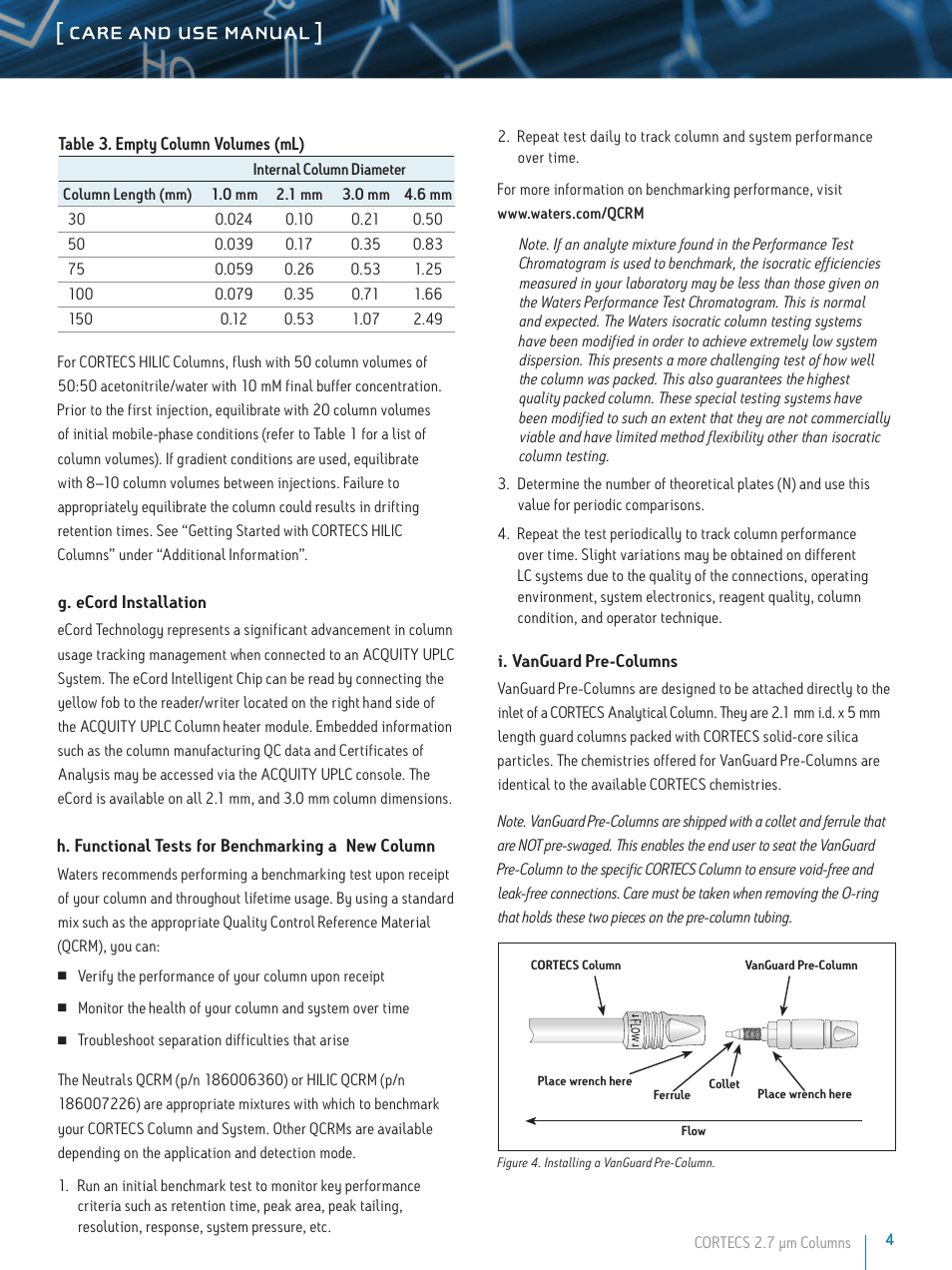 Waters CORTECS 2.7 um Columns User Manual | Page 4 / 8