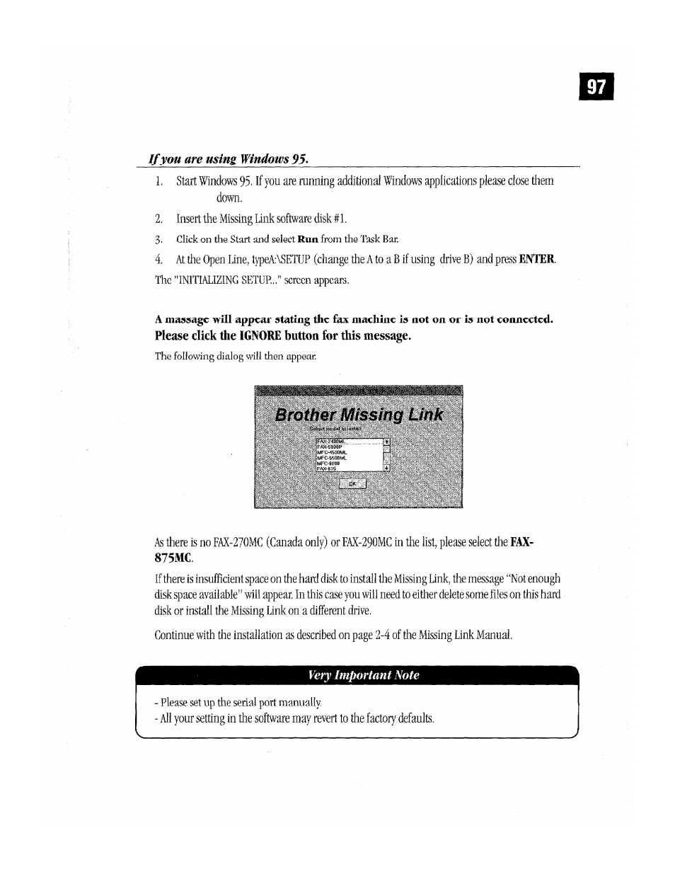 Brother missing link | Brother MFC-370MC User Manual | Page 105 / 108