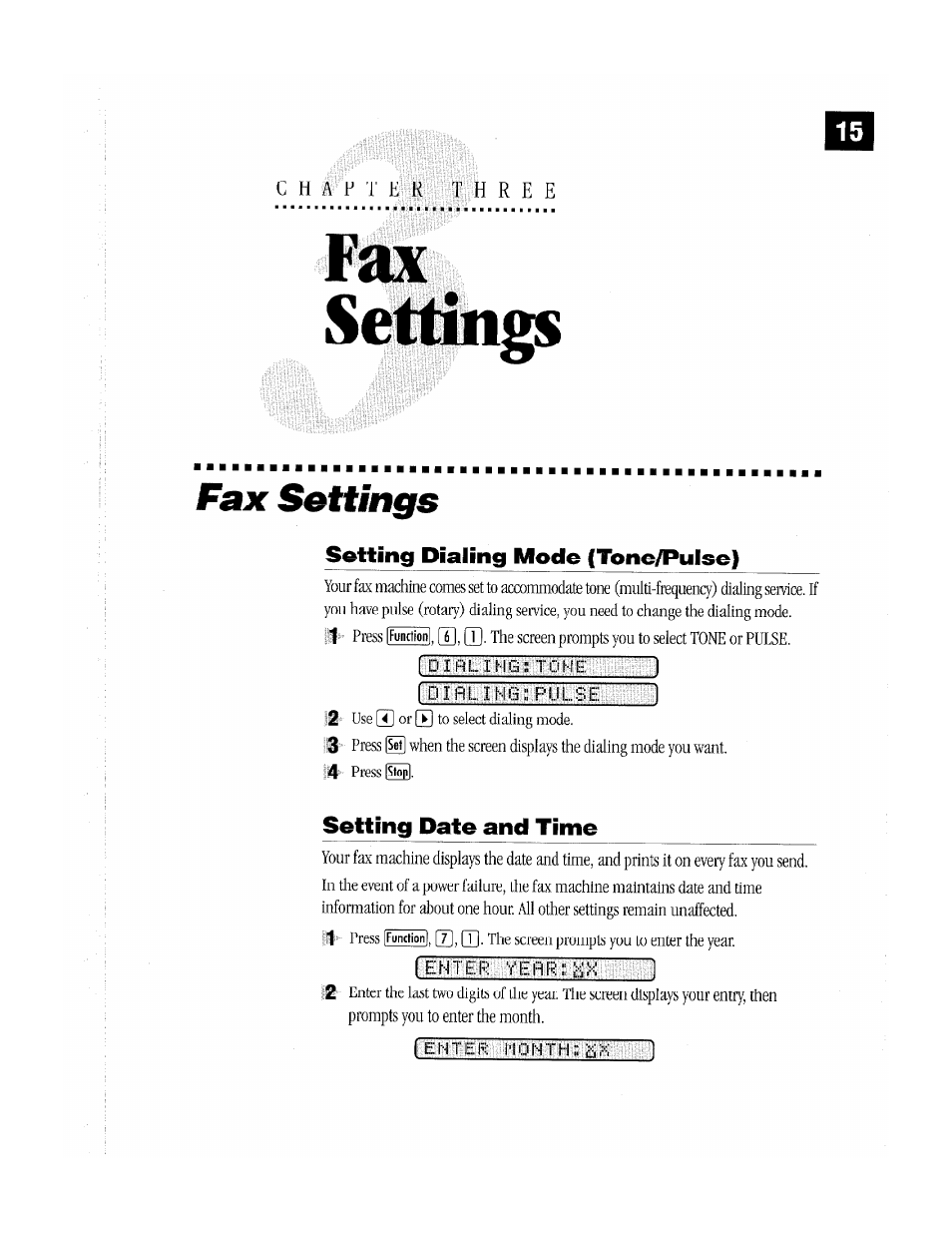 Sellings, Fax settings, Fax sellings | Brother MFC-370MC User Manual | Page 23 / 108