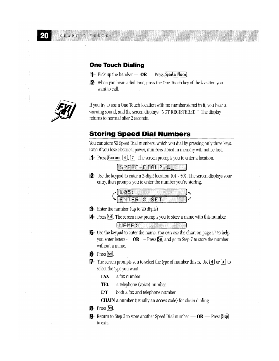 Storing speed dial numbers, Storing one touch dial numbers | Brother MFC-370MC User Manual | Page 28 / 108