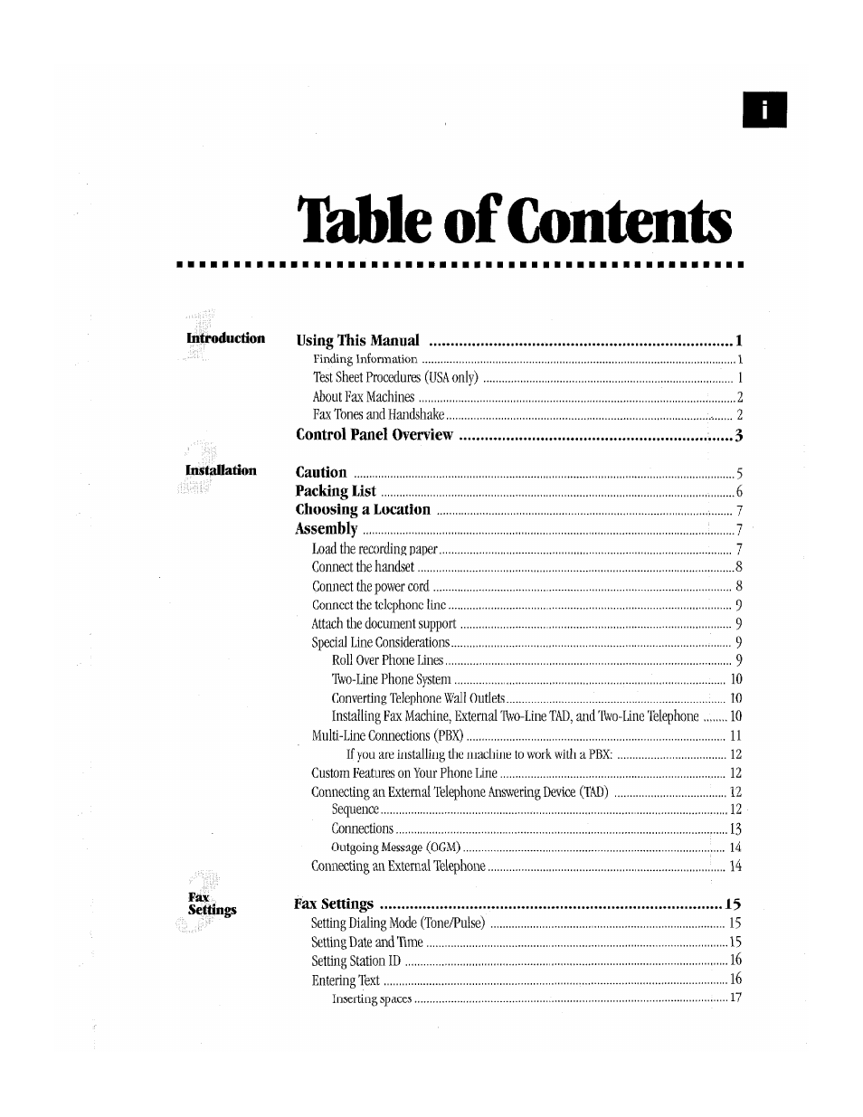 Liable of contents | Brother MFC-370MC User Manual | Page 3 / 108