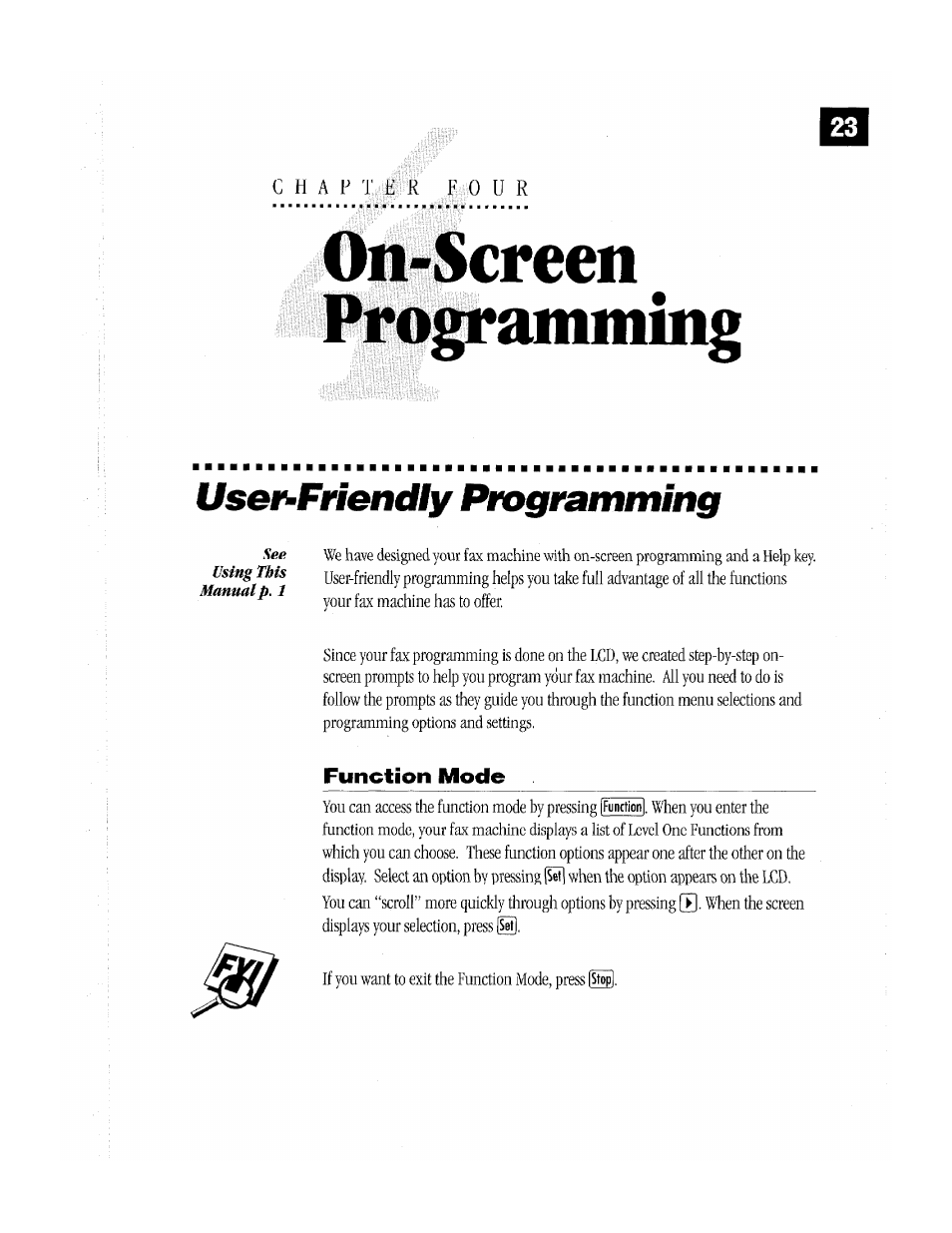 Oiiscreen, Programmili, Uset-friendly programming | User-friendly programming, Oiiscreen programmili | Brother MFC-370MC User Manual | Page 31 / 108