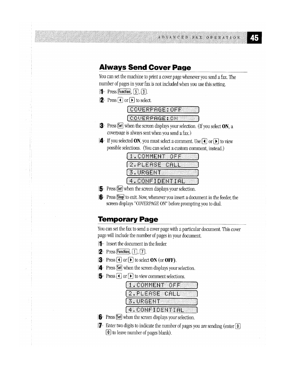 Always send cover page, Temporary page, Ililimileliilillmliiilliili | Brother MFC-370MC User Manual | Page 53 / 108