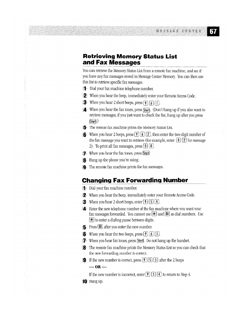 Retrieving memory status list and fax messages, Changing fax forwarding number, Change paging/fax forwarding setting | Retrieving memory status list and fax ménagés, B b b | Brother MFC-370MC User Manual | Page 75 / 108