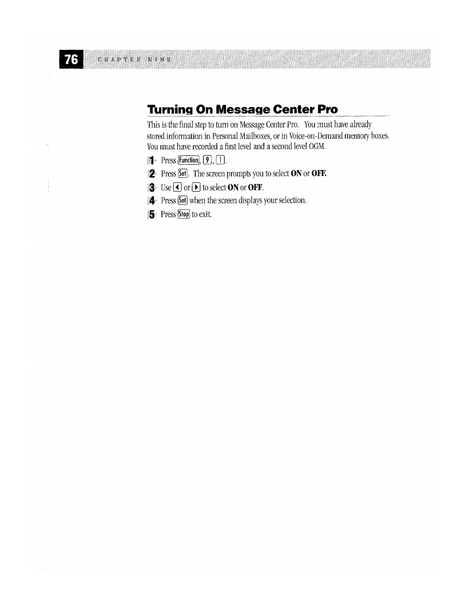 Flirning on message center pro, Tbrning on message center pro, Ilillliililblii | Brother MFC-370MC User Manual | Page 84 / 108