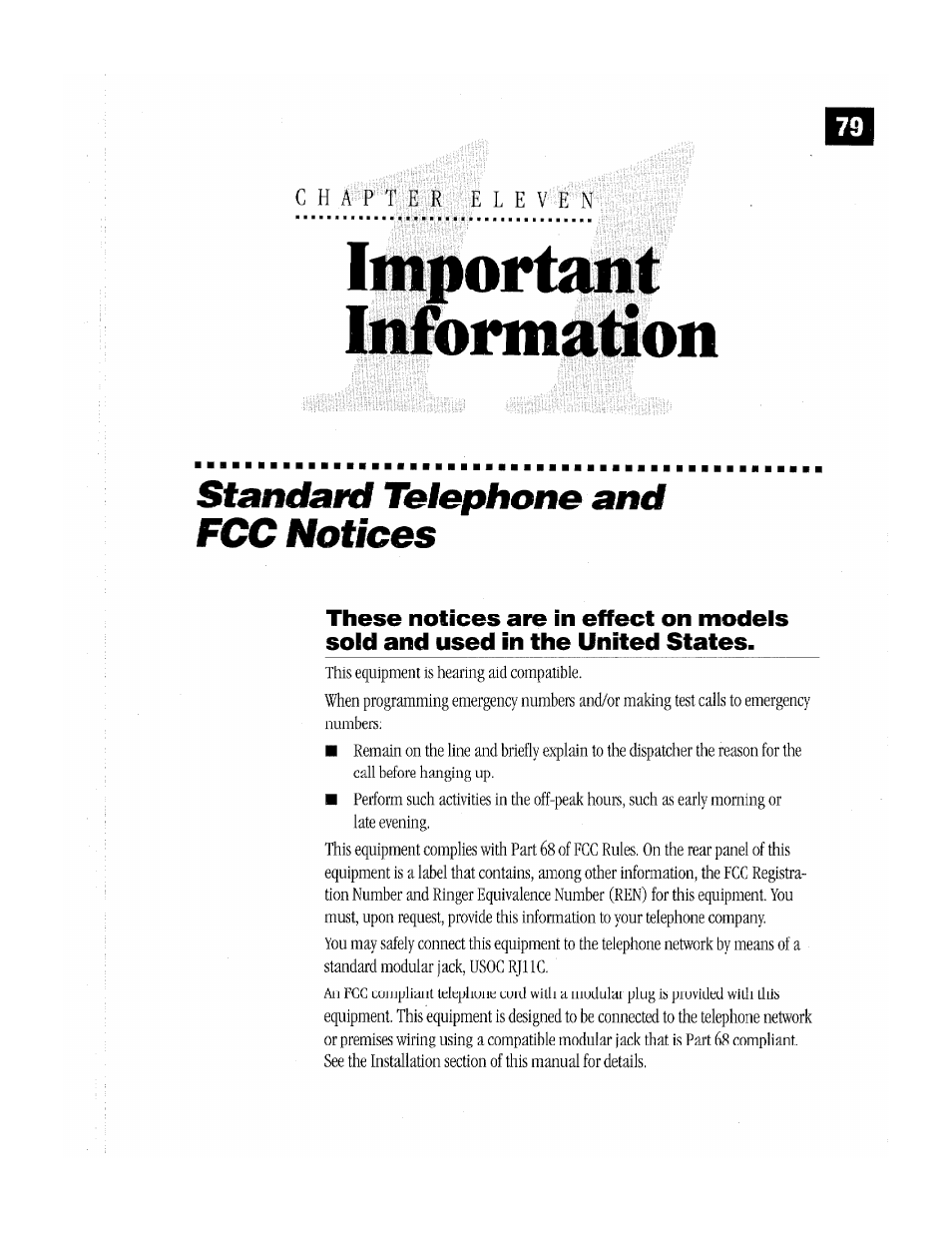 In^ortaii, Information, Standani talephone and fcc notices | Standard telephone and fcc notices, In^ortaii information | Brother MFC-370MC User Manual | Page 87 / 108