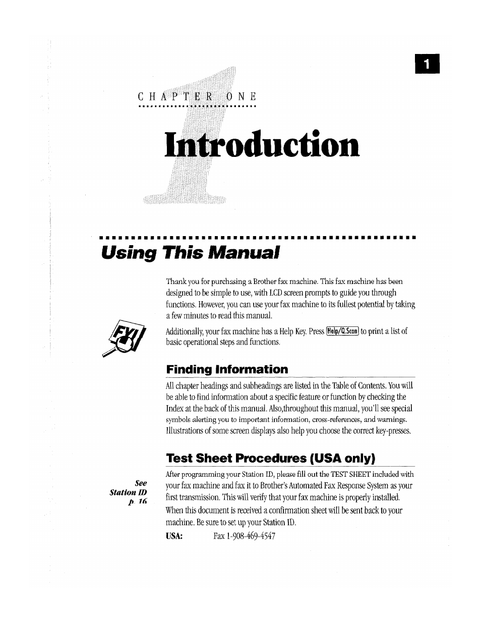 Using this manual, Finding inffomiation, Test sheet procedures (usa only) | Brother MFC-370MC User Manual | Page 9 / 108