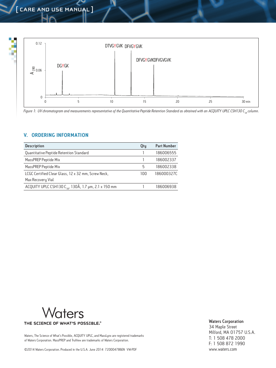 Care and use manual | Waters Quantitative Peptide Retention Standard User Manual | Page 3 / 3