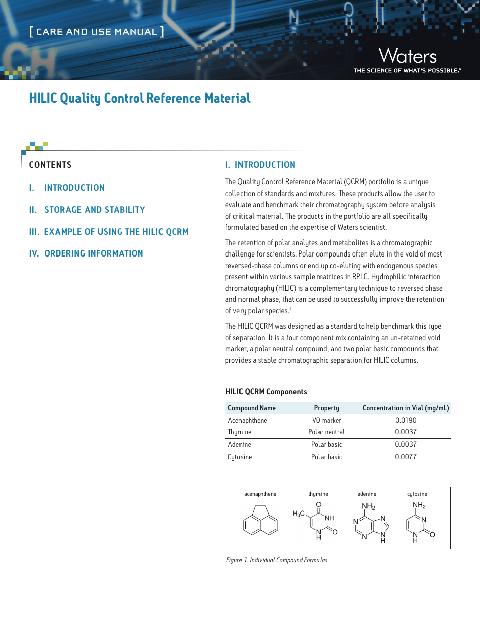 Waters HILIC QC Reference Material User Manual | 3 pages