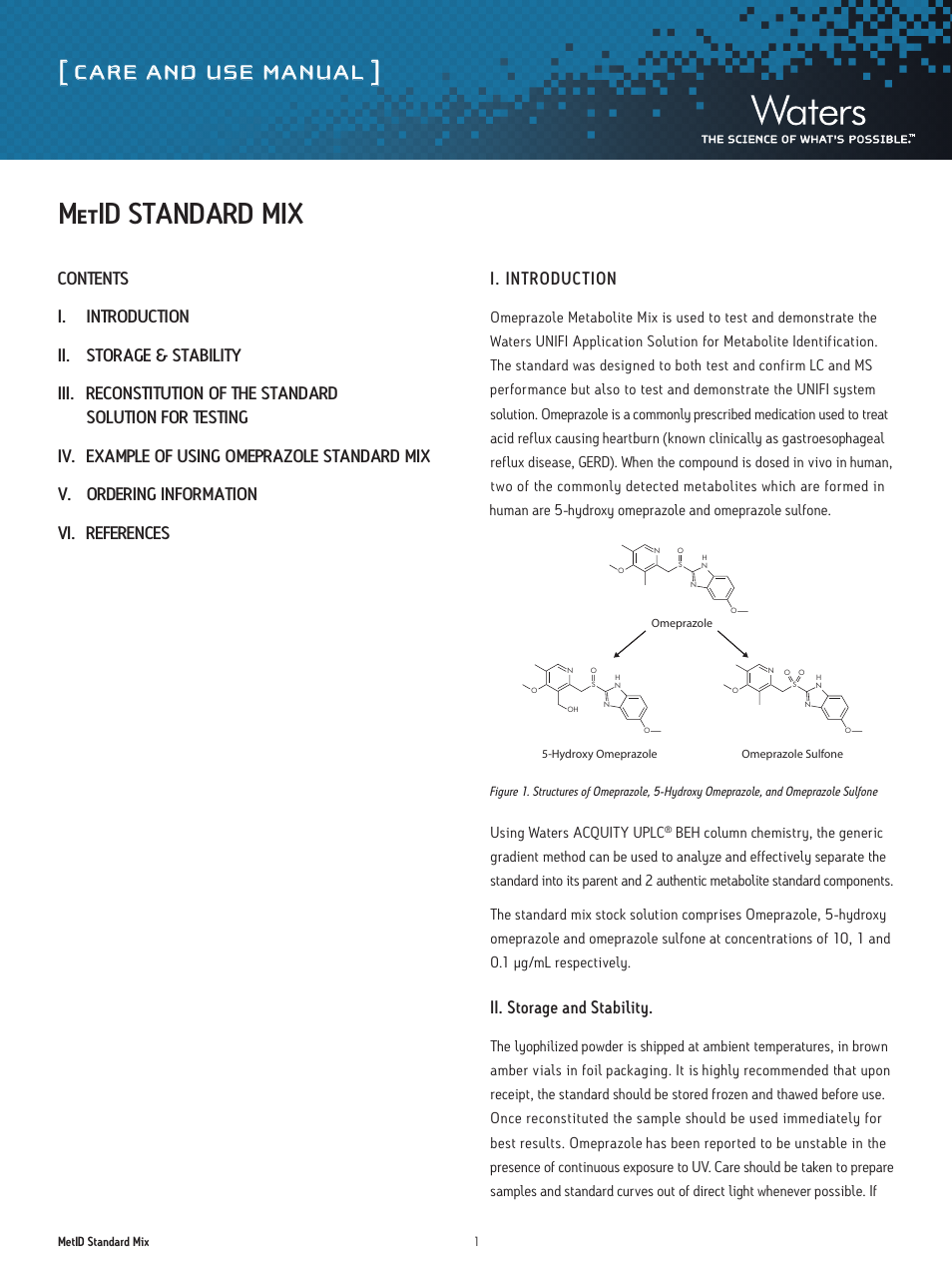 Waters MetID Small Molecule Standard Mix User Manual | 3 pages