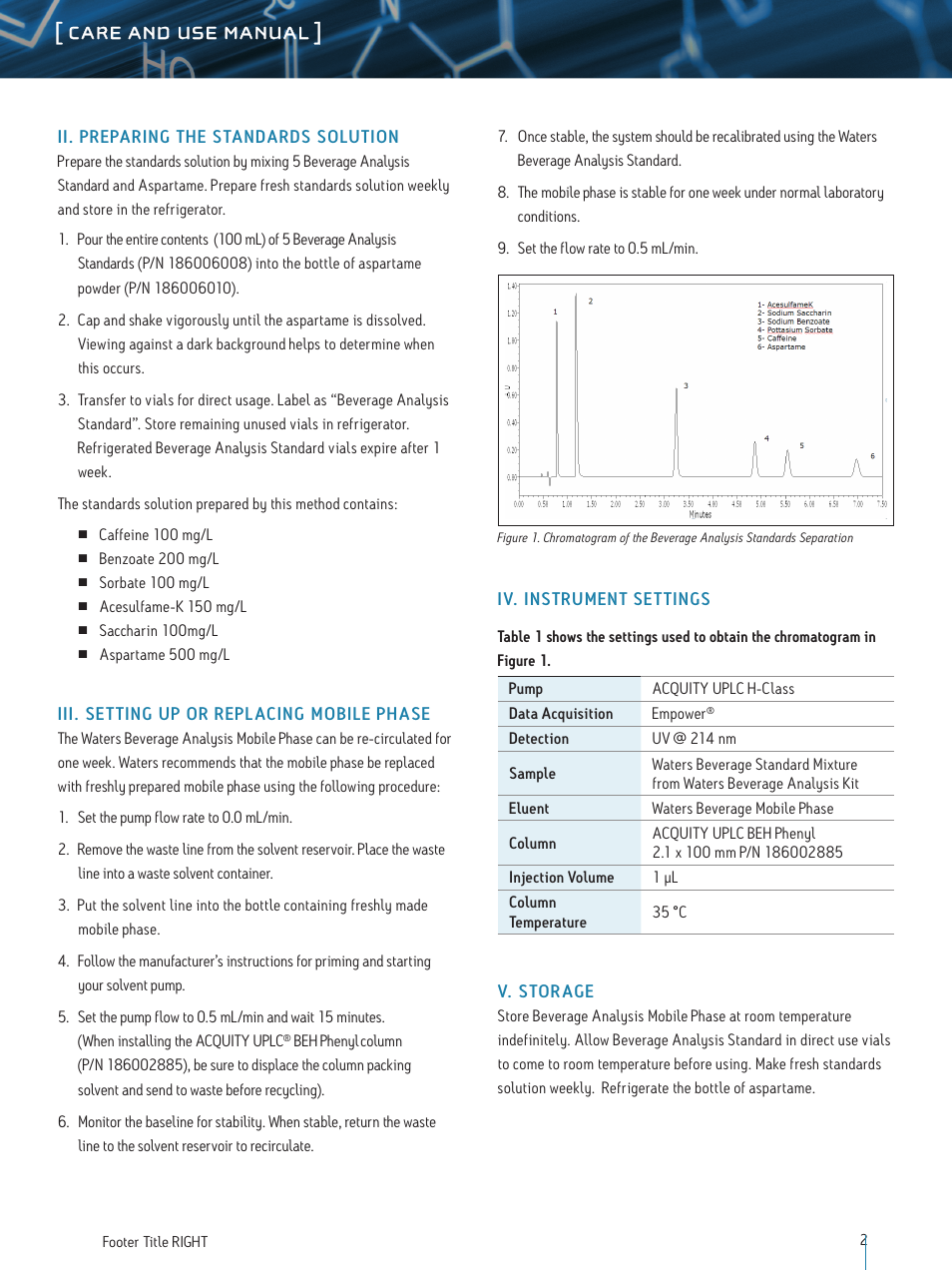Care and use manual | Waters Beverage Analysis Kit User Manual | Page 2 / 3