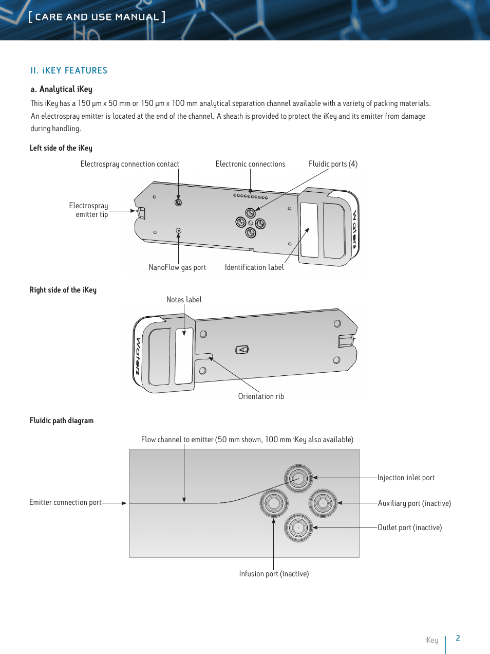 Care and use manual | Waters iKey User Manual | Page 2 / 11