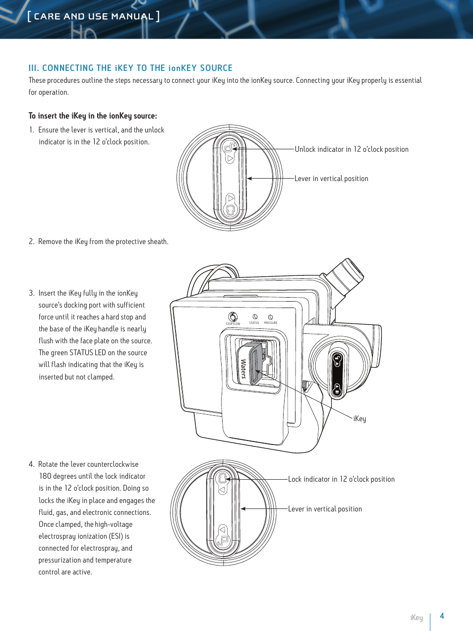 Care and use manual | Waters iKey User Manual | Page 4 / 11