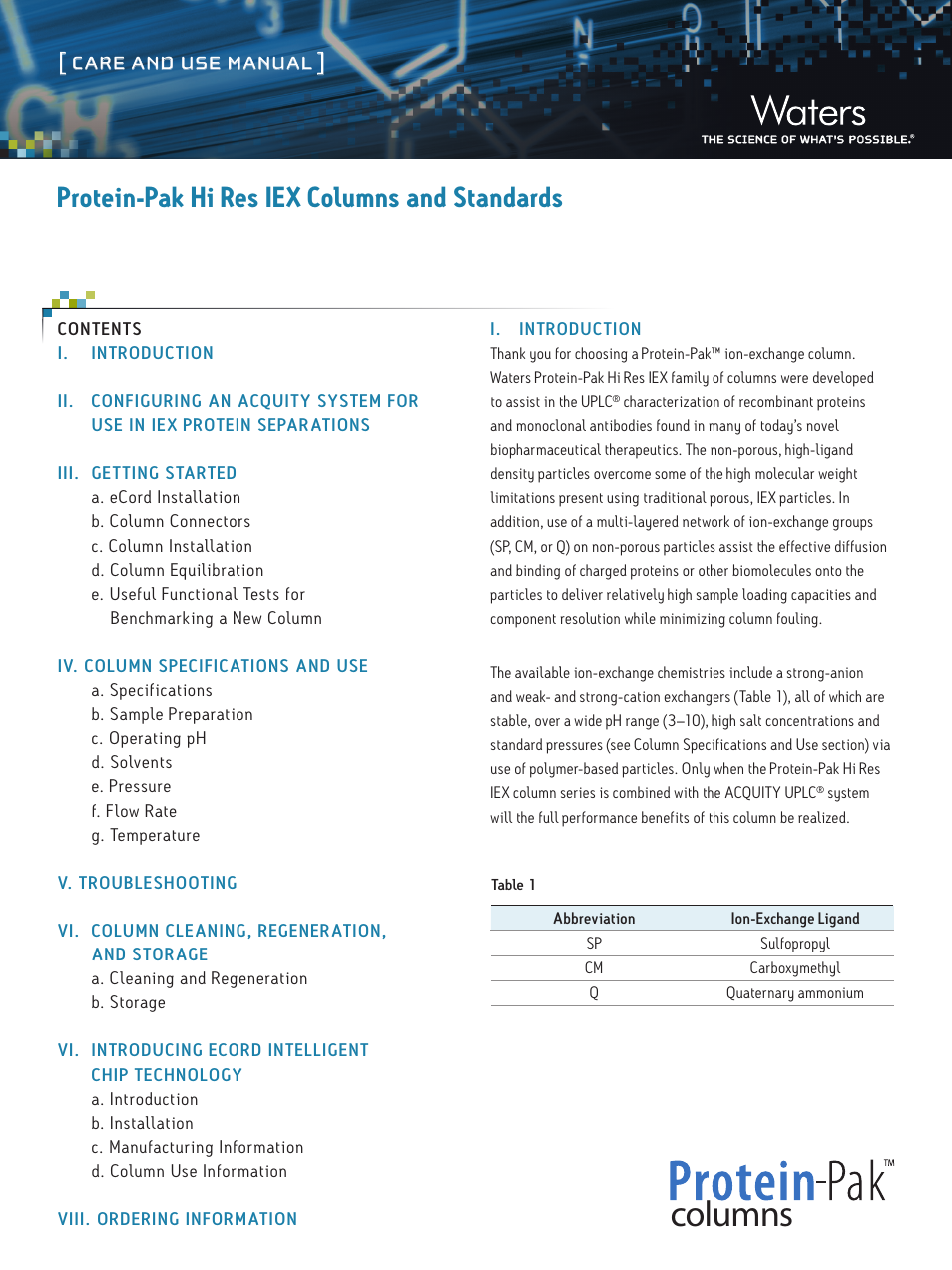 Waters Protein-Pak Hi Res IEX Columns User Manual | 9 pages