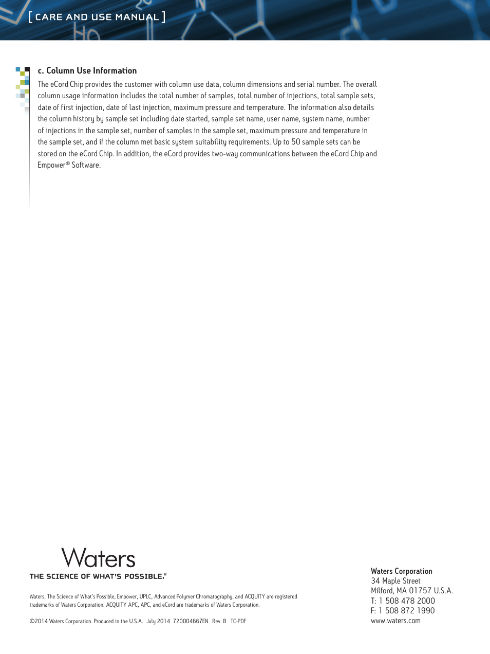 Waters ACQUITY APC Columns User Manual | Page 7 / 7