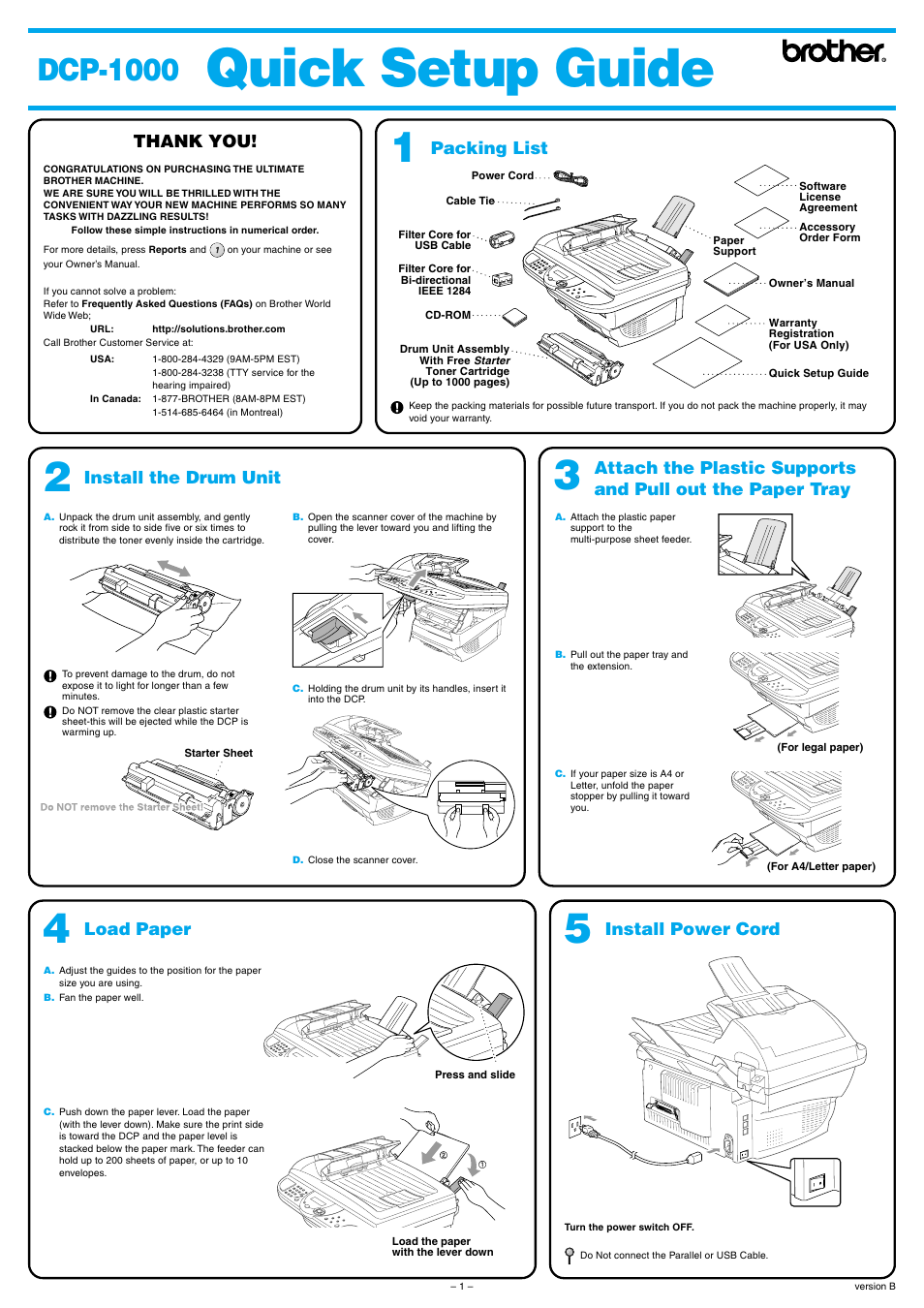 Brother DCP1000 User Manual | 4 pages