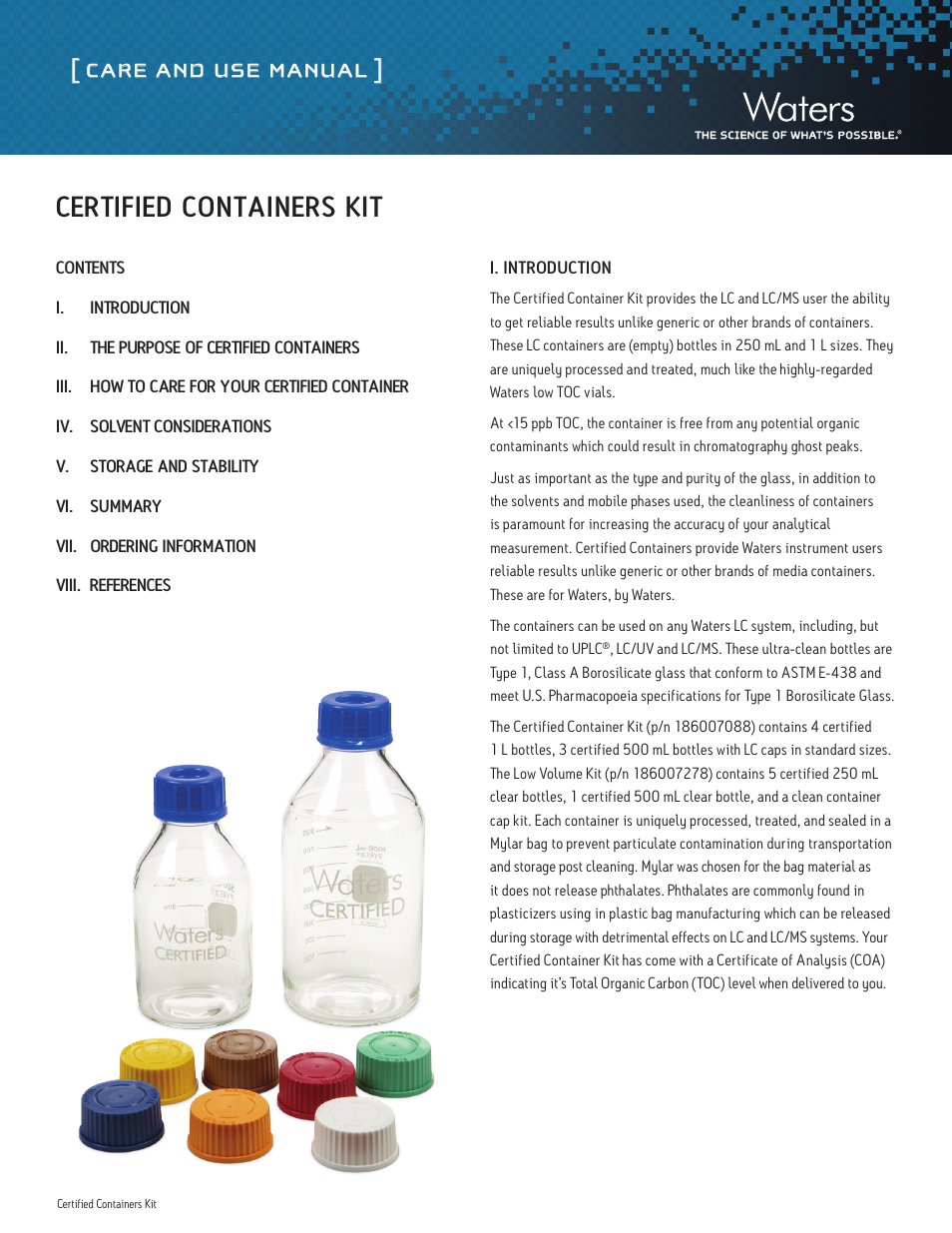 Waters Certified Containers User Manual | 3 pages