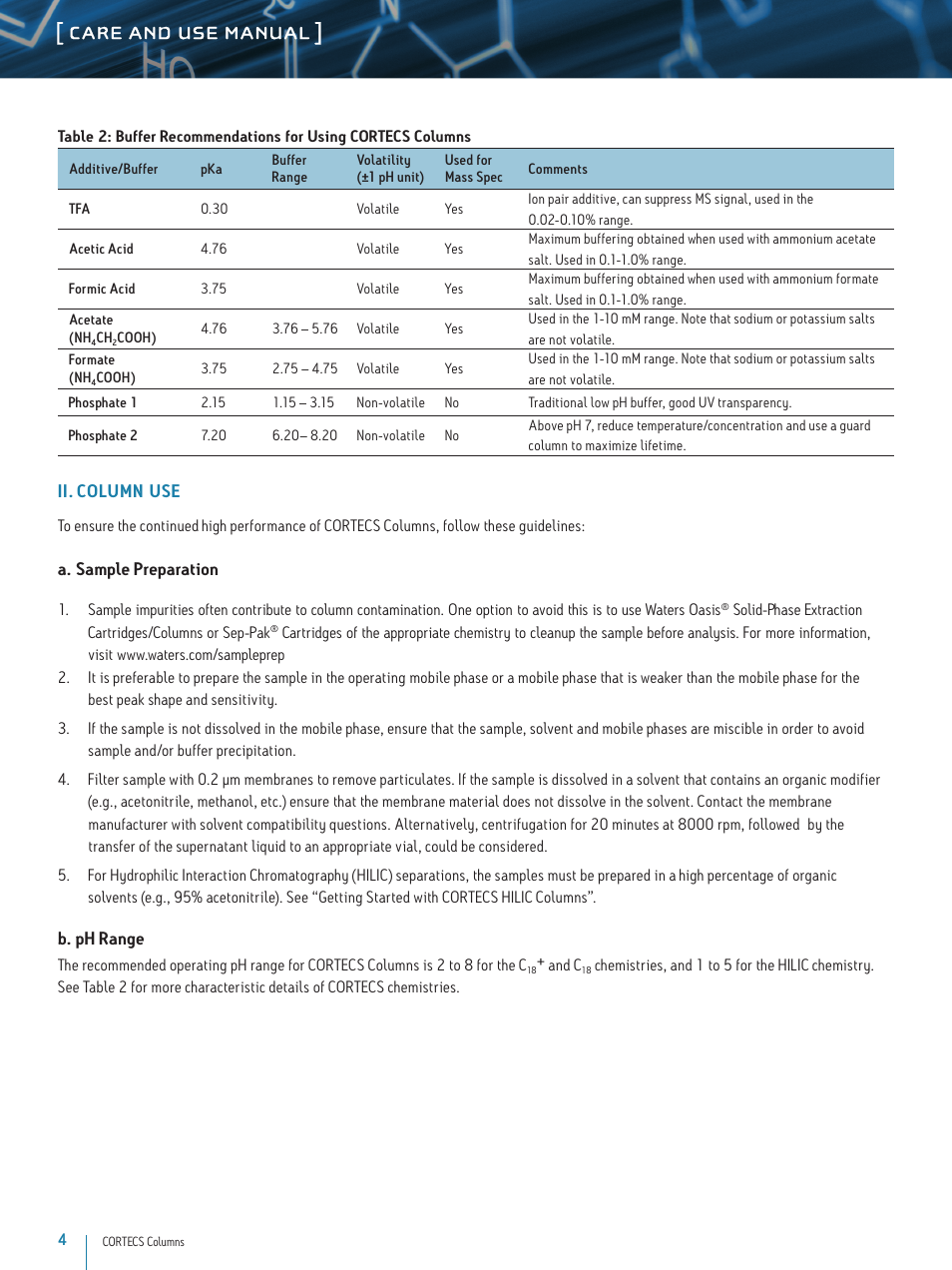 Waters CORTECS 1.6 um Columns User Manual | Page 4 / 9