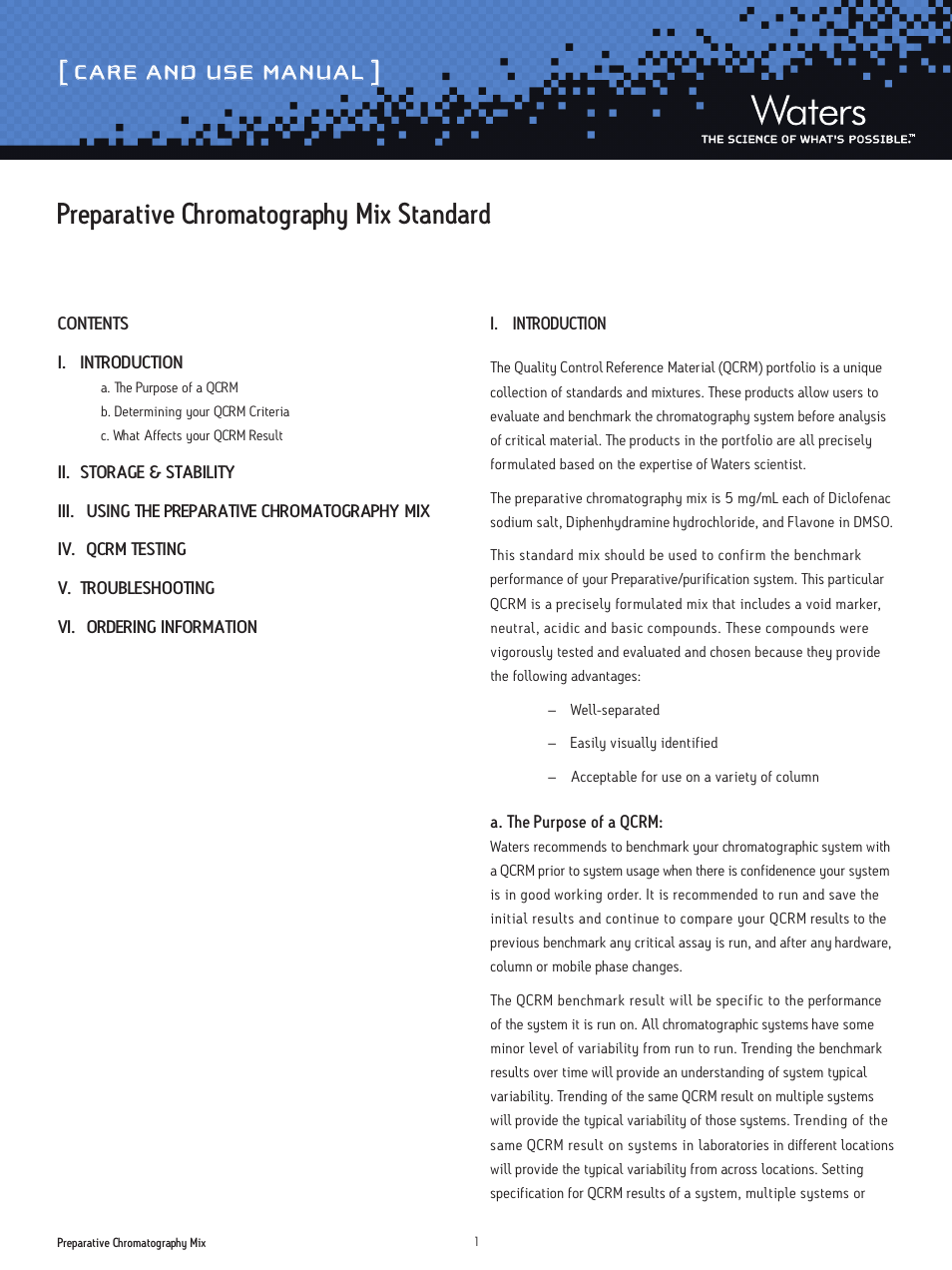 Waters Preparative Chromatography Mix Standard User Manual | 7 pages