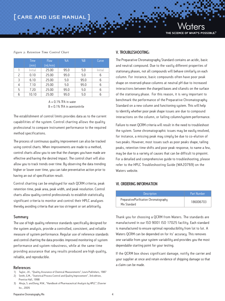 Care and use manual | Waters Preparative Chromatography Mix Standard User Manual | Page 4 / 7