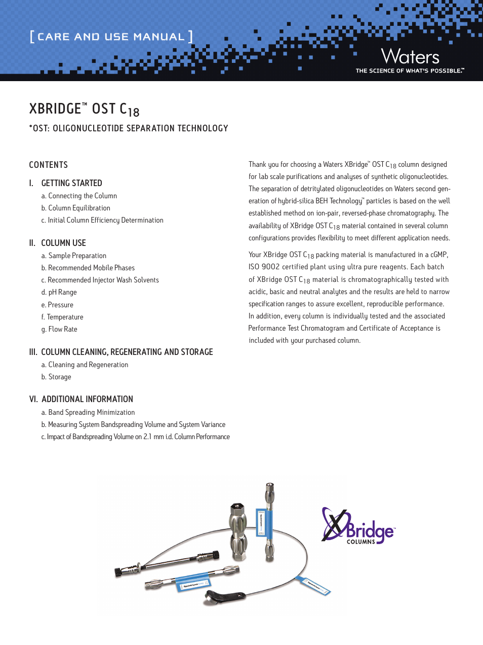 Waters Oligonucleotide Separation Technology XBridge OST C18 Columns User Manual | 7 pages