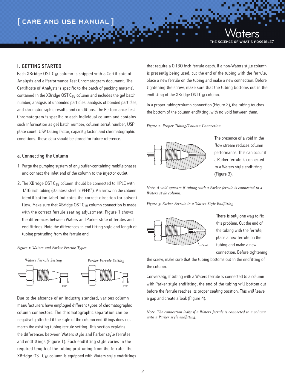 Care and use manual | Waters Oligonucleotide Separation Technology XBridge OST C18 Columns User Manual | Page 2 / 7