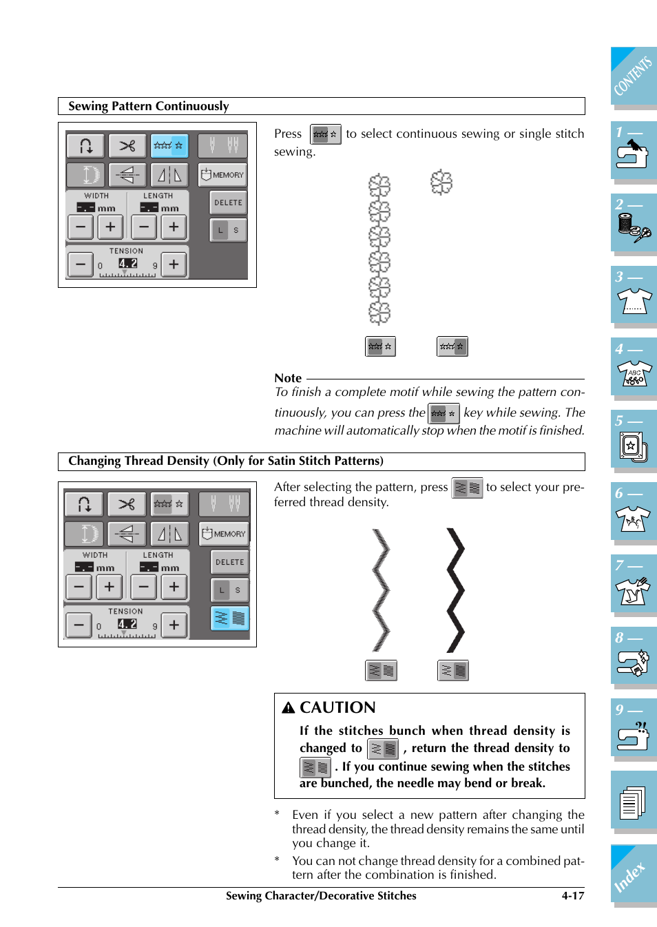 Sewing pattern continuously -17, Caution | Brother ULT2002D User Manual | Page 160 / 319