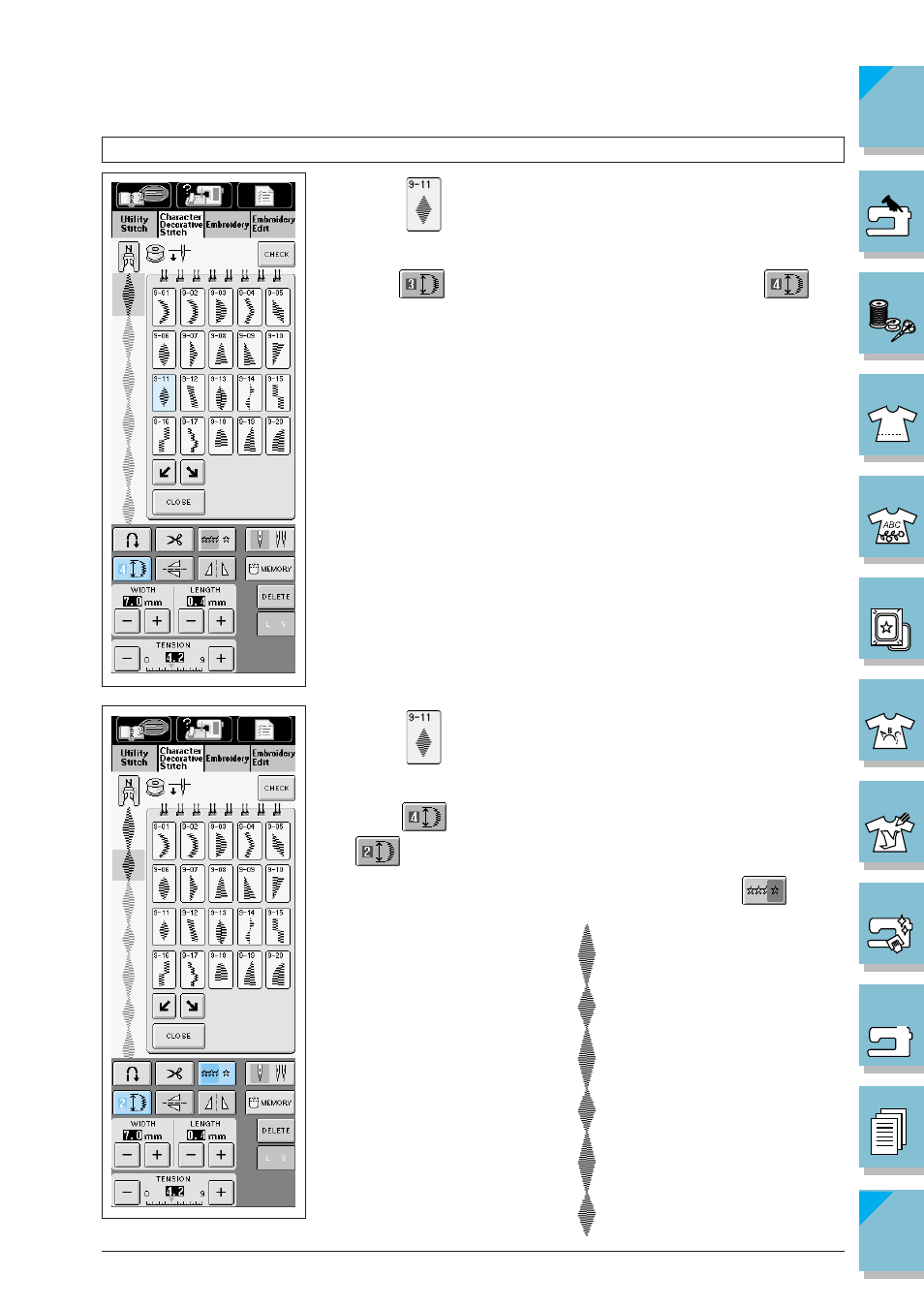 Combining stitch patterns of different lengths -22 | Brother ULT2002D User Manual | Page 165 / 319