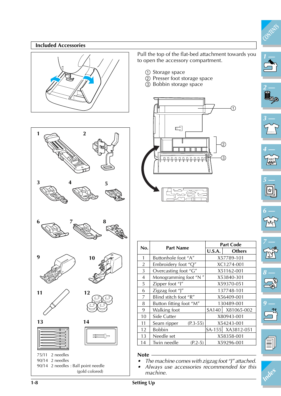 Included accessories -8, P.1-8) | Brother ULT2002D User Manual | Page 19 / 319