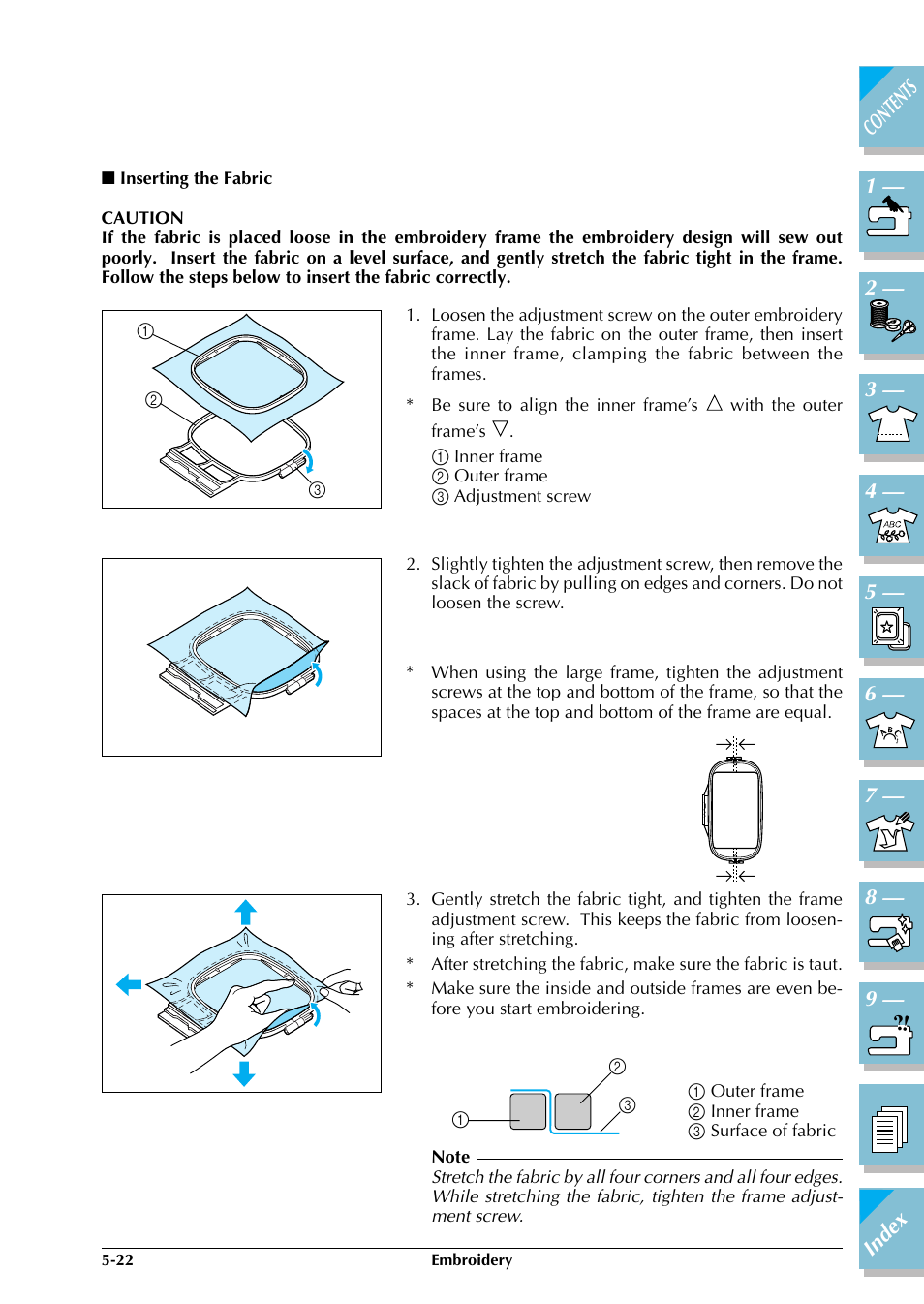 Inserting the fabric -22 | Brother ULT2002D User Manual | Page 197 / 319