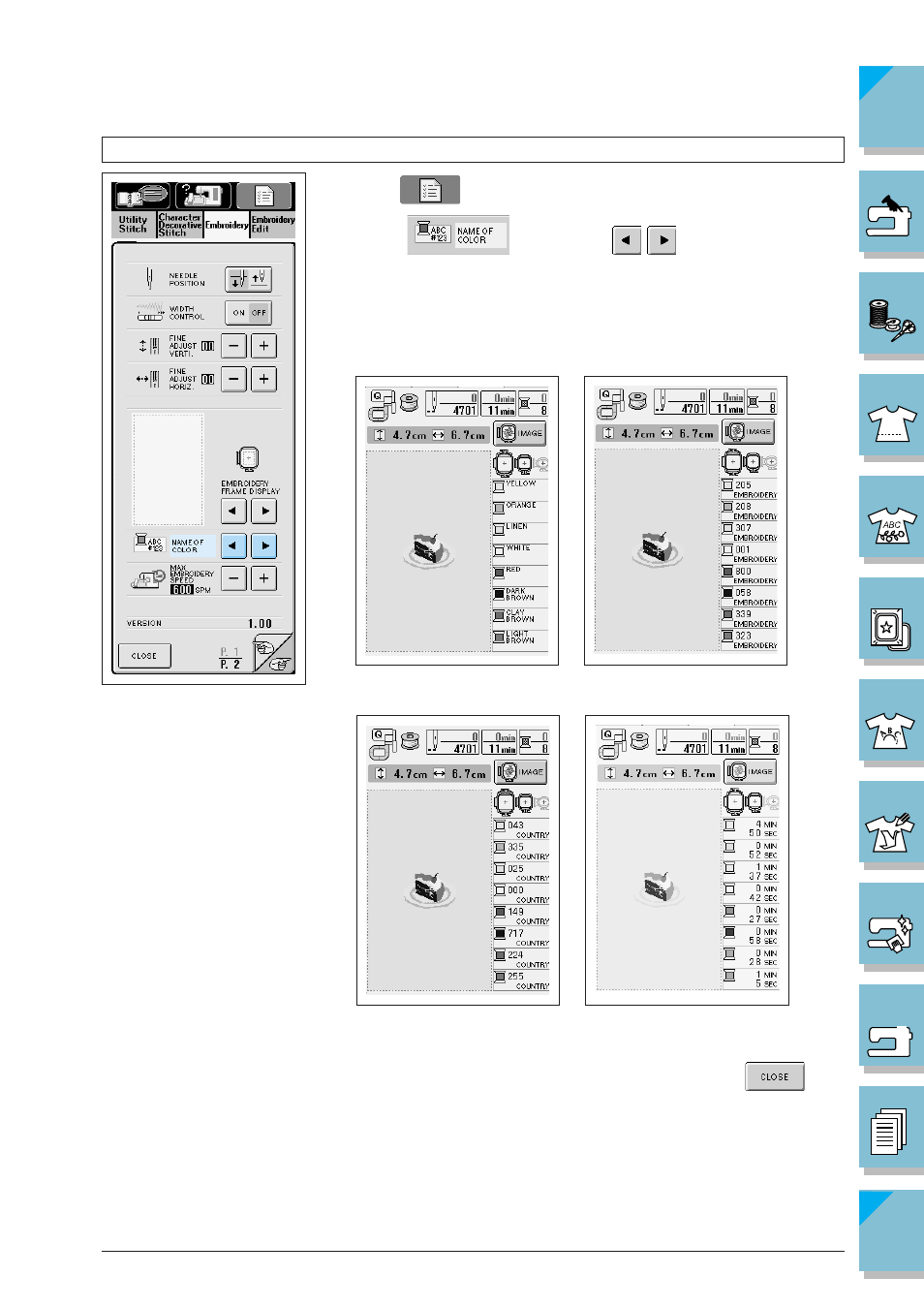 Changing the thread color display -42 | Brother ULT2002D User Manual | Page 217 / 319