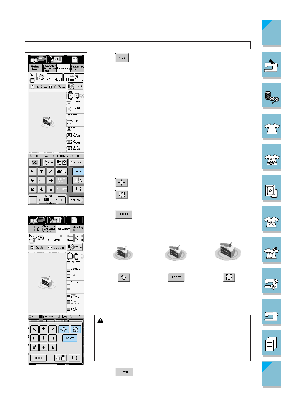 Changing the size of the pattern -45, Caution | Brother ULT2002D User Manual | Page 220 / 319