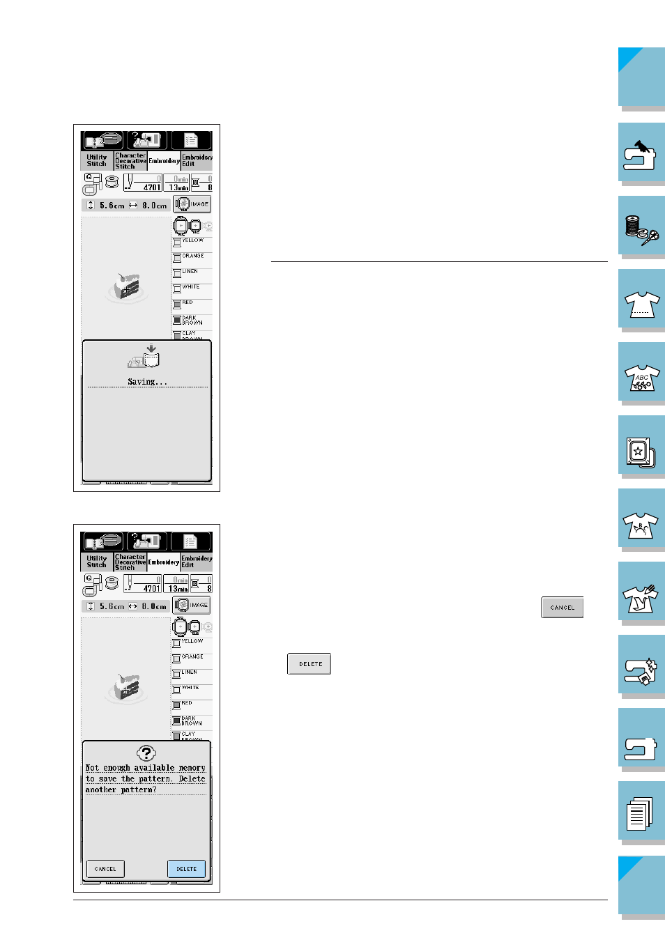 If you can not save the pattern -50 | Brother ULT2002D User Manual | Page 225 / 319